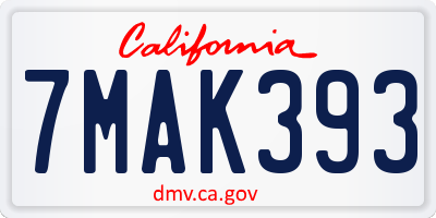 CA license plate 7MAK393
