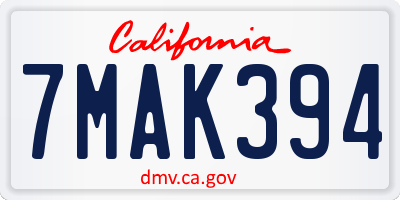 CA license plate 7MAK394