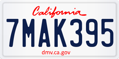 CA license plate 7MAK395