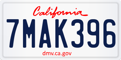 CA license plate 7MAK396