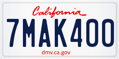CA license plate 7MAK400