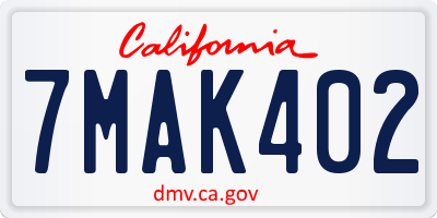 CA license plate 7MAK402