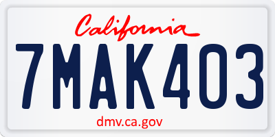 CA license plate 7MAK403