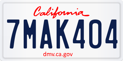 CA license plate 7MAK404
