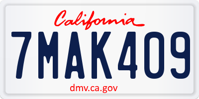 CA license plate 7MAK409