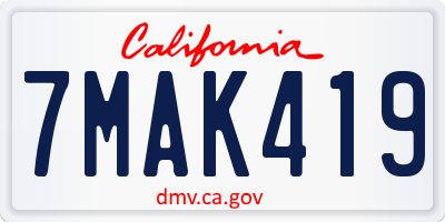 CA license plate 7MAK419
