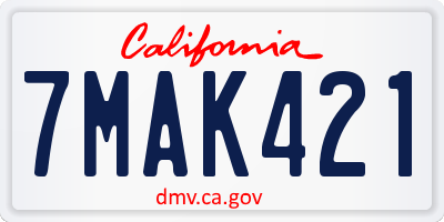 CA license plate 7MAK421