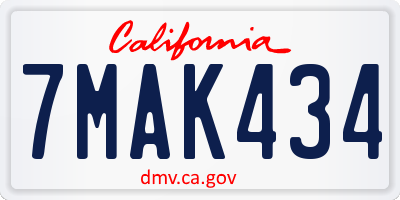 CA license plate 7MAK434