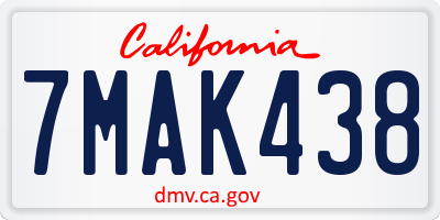 CA license plate 7MAK438