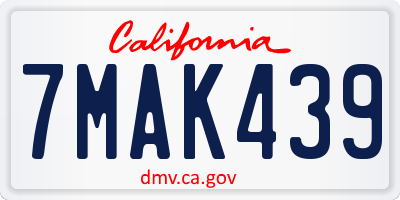 CA license plate 7MAK439