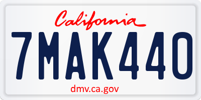 CA license plate 7MAK440