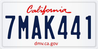 CA license plate 7MAK441