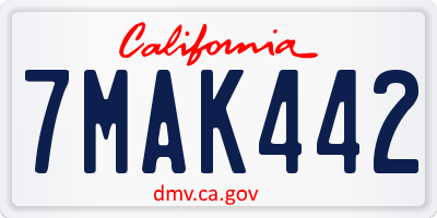 CA license plate 7MAK442