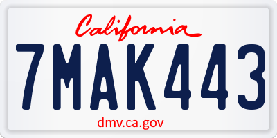 CA license plate 7MAK443