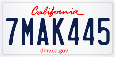 CA license plate 7MAK445