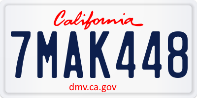 CA license plate 7MAK448