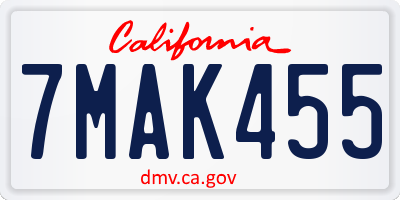 CA license plate 7MAK455