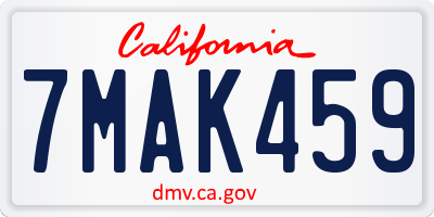 CA license plate 7MAK459