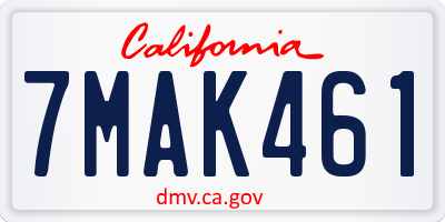 CA license plate 7MAK461
