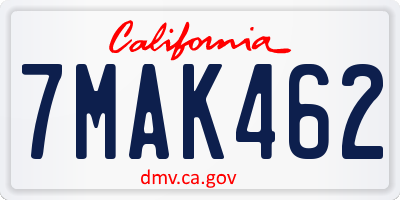 CA license plate 7MAK462