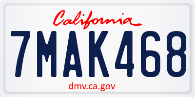 CA license plate 7MAK468