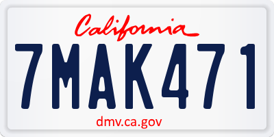CA license plate 7MAK471