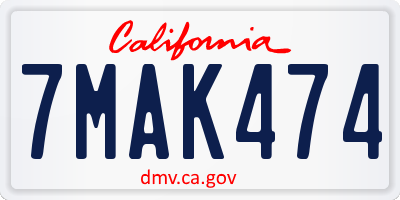 CA license plate 7MAK474