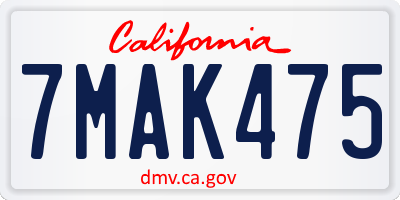 CA license plate 7MAK475