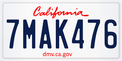 CA license plate 7MAK476