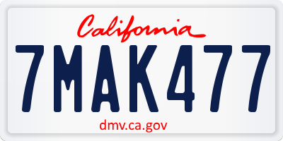 CA license plate 7MAK477
