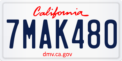 CA license plate 7MAK480
