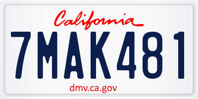 CA license plate 7MAK481