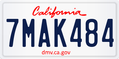 CA license plate 7MAK484