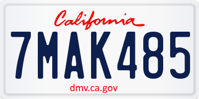 CA license plate 7MAK485