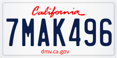 CA license plate 7MAK496