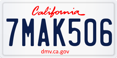 CA license plate 7MAK506