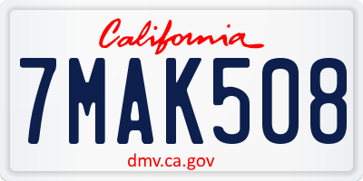 CA license plate 7MAK508