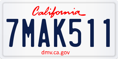 CA license plate 7MAK511