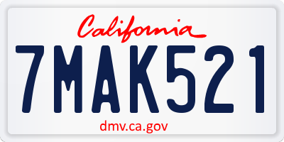 CA license plate 7MAK521