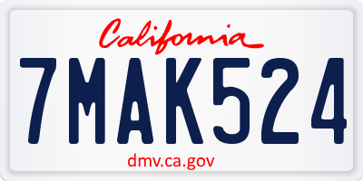 CA license plate 7MAK524