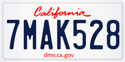 CA license plate 7MAK528