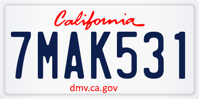 CA license plate 7MAK531