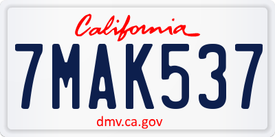 CA license plate 7MAK537