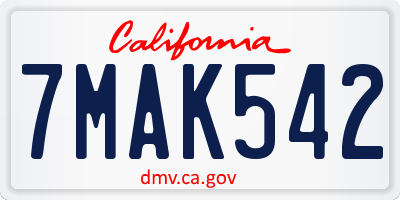 CA license plate 7MAK542