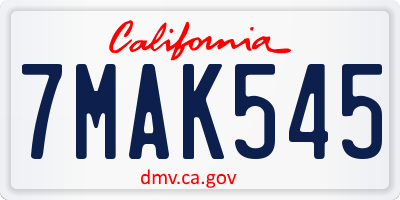 CA license plate 7MAK545