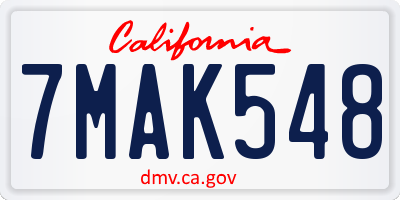 CA license plate 7MAK548