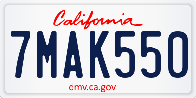 CA license plate 7MAK550