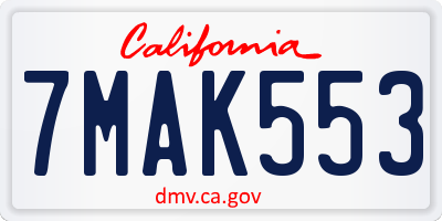CA license plate 7MAK553