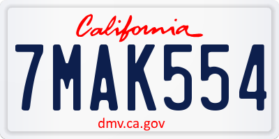 CA license plate 7MAK554