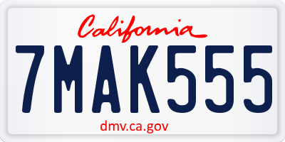 CA license plate 7MAK555
